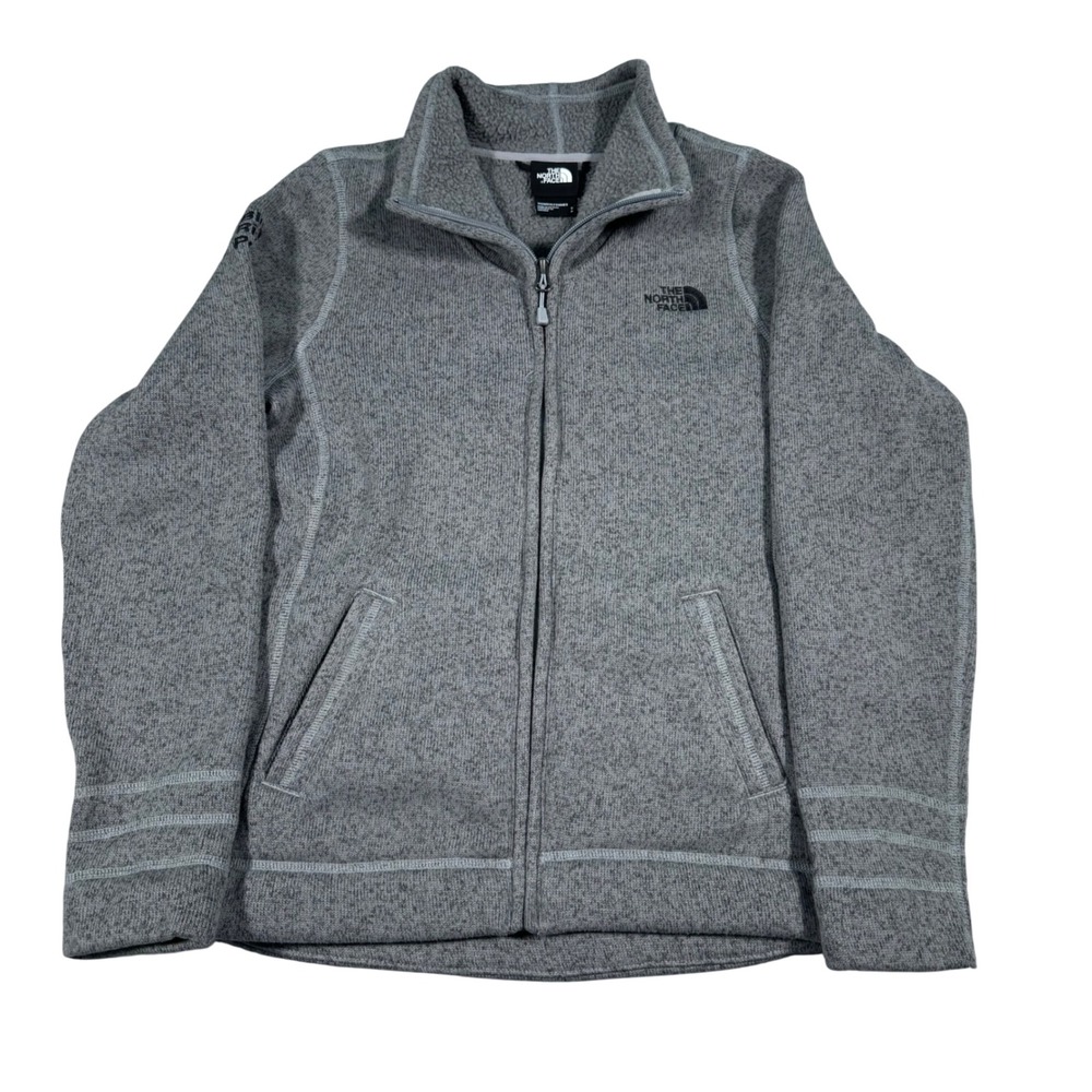 The North Face Crescent Full Zip Fleece Jacket Womens Small Grey Sweater Knit